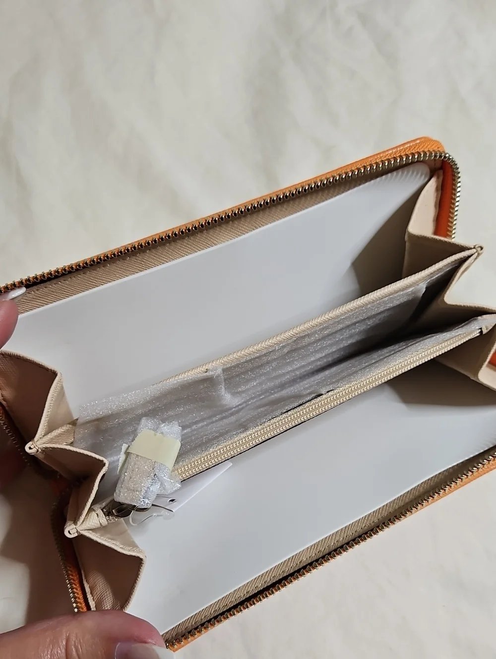 Coach Pink Signature Zip Wallet with Orange Trim